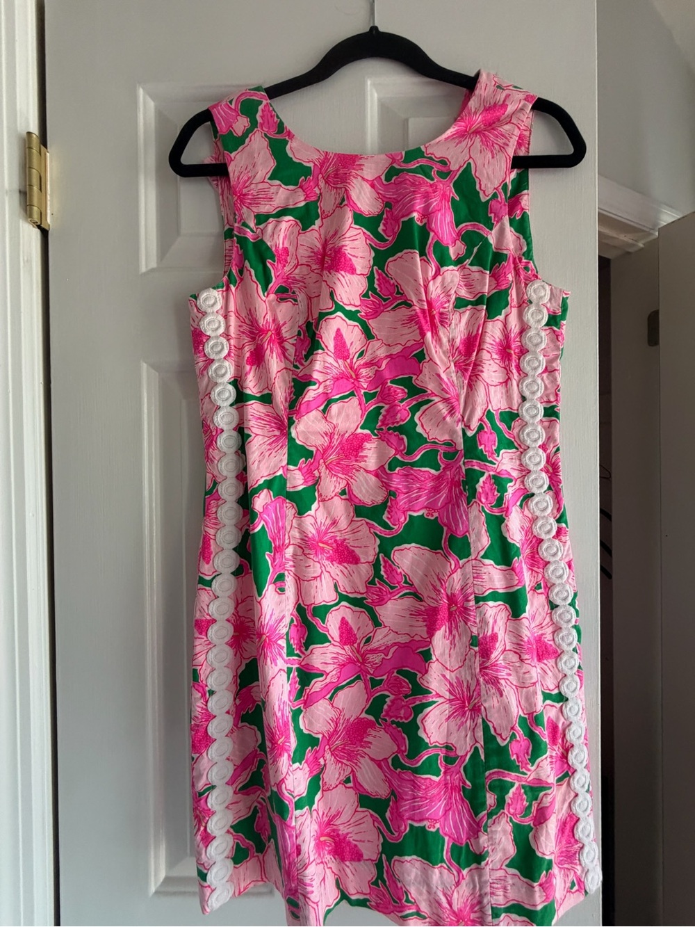 Lilly Pulitzer Pink Floral Shift Dress with Green Base